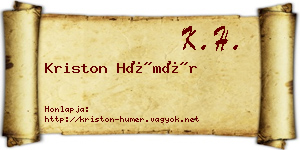 Kriston Hümér névjegykártya